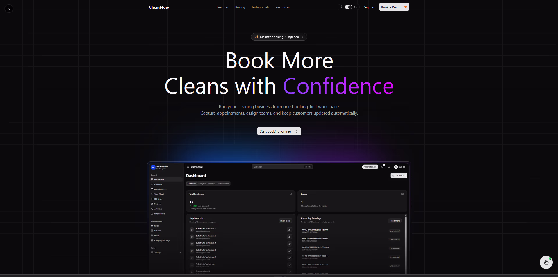 Cleanflow interface preview